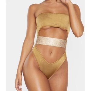 Pretty‎ Little Thing PLT Bronze Goddess Monokini NWOT Size 4